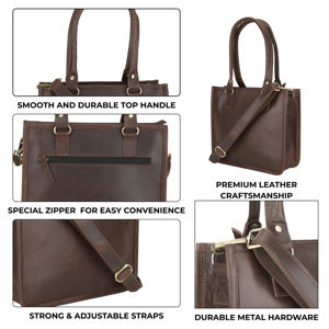 Bolso Bandolera Pequeño de Cuero Genuino Estilo Vintage para Hombre, para Viajes, Trabajo, Negocios, Impermeable, con Protección RFID - Product Image 6