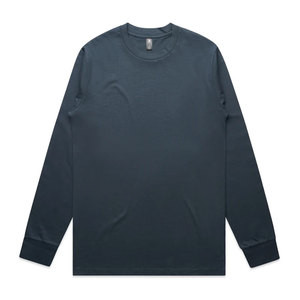 T-shirts classiques à manches longues pour hommes, 100% coton peigné, col rond, manches longues, col rond, bleu pétrole - Product Image 1