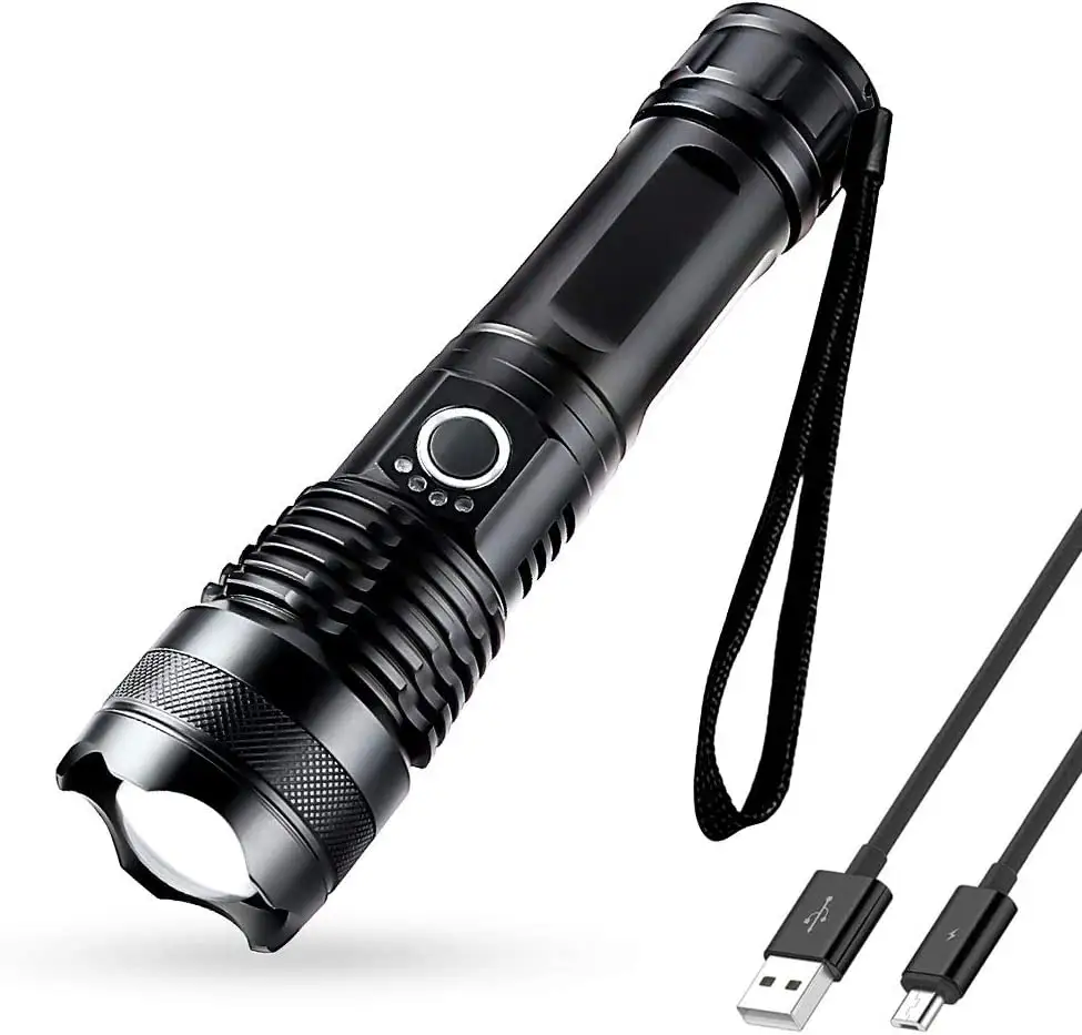 P50 USB Rechargeable High Lumen LED Tactical Flashlight 5 Modes Water Resistant for Camping Hiking Outdoor Biking Emergency