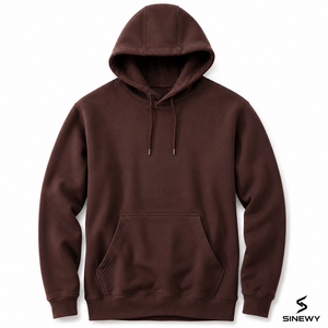 Sweat-shirt à capuche marron pour homme SINEWY, coupe ample, couleur unie, décontracté, en molleton, avec poche, vêtement d'hiver, 100% coton - Product Image 1