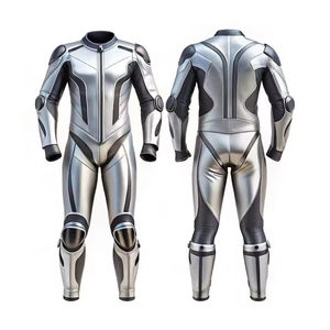 Traje de Carreras de Motocicleta Profesional al por Mayor, Equipo de Cuero, Traje de Carreras de Motocicleta Protector de Cuero en Colores Plateados - Product Image 2