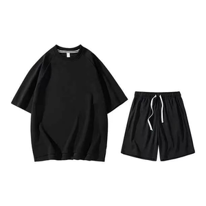 Ensemble de vêtements de sport décontractés pour hommes, vintage, écologiques, à manches courtes, col rond, t-shirt et short, deux pièces, été - Product Image 4