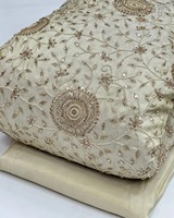 Tissu brodé perlé Dobby écologique 100 % soie pour robes de mariée, dentelle, maille, textile, couleur personnalisée, fournitures de vêtements pour filles, boutique