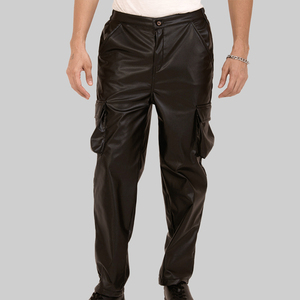 2026 New Design Lightweight High Elastic Waist Casual Breathable Waterproof <b>Leather</b> <b>Pants</b> Plus Size Customized <b>Men's</b> for Online - Product Image 3