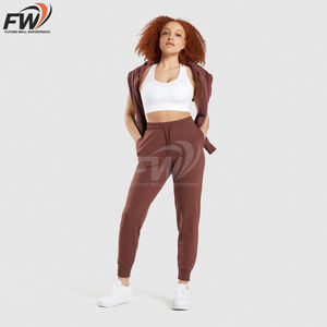 Pantalones de chándal de algodón de cintura media para mujer, joggers holgados con cintura elástica y cordón, pantalones largos informales para yoga y descanso. - Product Image 3