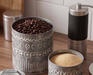 Set Of 3 Galvanized Metal Canister Set Round Metal Containers For Home And <b>Kitchen</b> Farmhouse And Kitchenware <b>Storage</b> Solution - Product Image 6