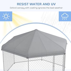 Gabbia Gigante per Cani di Taglia Grande 4,07 x 3,50 m Impermeabile Resistente ai Raggi UV Argento per Allevamento Esterno in Hotel - Product Image 6