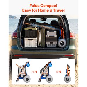 Carrito de Playa Resistente con Ruedas de 12 Pulgadas, Gran Capacidad de Carga de 165 Libras, Carrito de Playa Plegable Aislado para Arena y Camping - Product Image 6