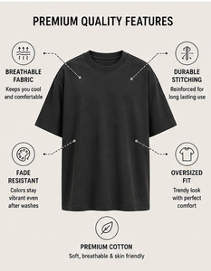 เสื้อยืดสตรีทแวร์พิมพ์ลายตามสั่ง ผ้าหนา 240 กรัม 100% ผ้าฝ้าย ทรงโอเวอร์ไซส์ ทรงบ็อกซี่ รับผลิตเสื้อผ้าแบรนด์ส่วนตัว MOQ ต่ำ - Product Image 2