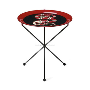 Mild Steel Sheet & Pipe Accent <b>Tray</b> Table With Powder Coating & Decal Finishing Round Shape High Quality For Home & Living Room - Product Image 4