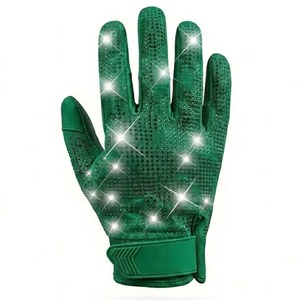 Gants de football américain personnalisés avec logo imprimé, poignées adhésives, plus de 1000 strass, fermeture Velcro, sangle réglable – Vente en gros - Product Image 3