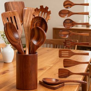 Ensemble de couverts en bois naturel finition mate, réutilisables, design minimaliste pour le camping, la maison, les restaurants – Ensemble fourchette et cuillère - Product Image 4