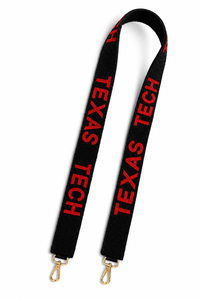 สายรัดกระเป๋าแบบเว็บบิ้งสีดำน้ำหนักเบาของ Texas Tech พร้อมตัวอักษรสีแดงนูนและตะขอสีทอง แฟชั่น ทนทาน ใช้ได้กับกระเป๋าในวันแข่งขัน - Product Image 3