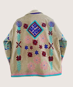 Manteau en coton brodé bohème pour femmes grandes tailles, motif Suzani, manches longues, col rond, vêtements d'extérieur décontractés écologiques pour l'hiver - Product Image 2