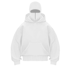 Sweat-shirts à capuche balaclava et ninja 100 % coton pour homme, coupe oversize, double capuche avec fermeture éclair, épaules tombantes, personnalisables, hiver - Product Image 6