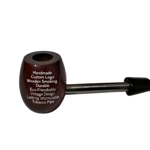 ไปป์สูบบุหรี่ไม้ทำมือ โลโก้สั่งทำได้ ทนทาน เป็นมิตรกับสิ่งแวดล้อม ดีไซน์วินเทจ ใช้งานได้ยาวนาน พกพาสะดวก ปรับแต่งได้ - Product Image 2