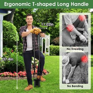 Guanti da Giardinaggio con Manico Lungo e Trapiantatore a 5 Dita con Base Seghettata e Spazzola per Scavare Buche - Product Image 6