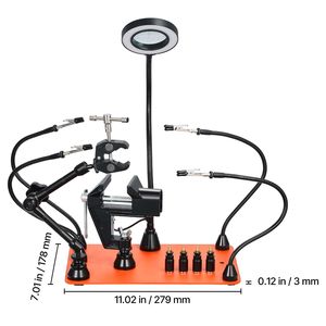 Stazione di saldatura magnetica a 4 bracci con terza mano, lampada d'ingrandimento a LED 3X, 4 supporti PCB, rotazione a 360 gradi - Prodotto caldo - Product Image 6