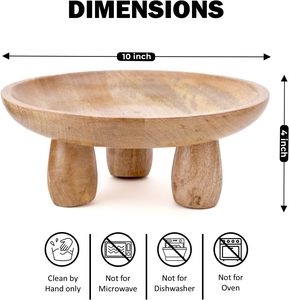 Wooden Bowls for Decor Pedestal Wood Fruit Bowl Decorative for Home Rustic <b>Table</b> Centerpiece <b>Kitchen</b> - Product Image 6