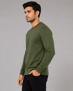 Sweat-shirt à capuche en molleton vert uni pour homme, coupe classique, pull décontracté avec poche avant, 100% coton, vêtement d'automne - Product Image 6