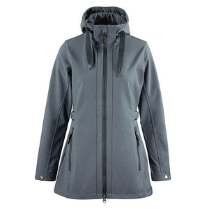 Veste softshell à capuche pour femme, couleur unie, imperméable, fermeture éclair, longue, pour l'extérieur, hiver - Product Image 5