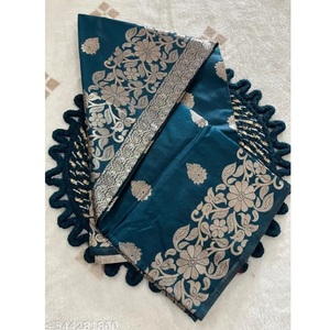 Sari de Seda Banarasi de Lujo, Sari Tradicional Indio para Bodas con Trabajo Zari, Sari Nupcial Disponible a Precio de Mayoreo - Product Image 1