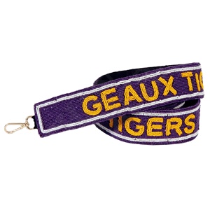 High-quality Fashion Beaded Gameday Belt Geaux Tigers Handmade Bead Sports Fans Fully Customizable Adjustable Sizes & Name <b>Strap</b> - Product Image 1