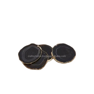 Black <b>Agate</b> Gemstone Carved Engraved Irregular Shape <b>Coasters</b> Craftsy Home Decor for Weddings Holidays - Product Image 5