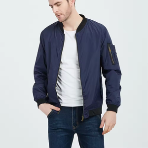 High Quality Wholesale Custom Men's Zipper up Fashion Solid color with Embroidery For Men Streetwear Full Sleeves Bomber <b>Jackets</b> - Product Image 5
