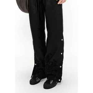 Pantalon homme noir en soie brodé, taille élastique avec cordon de serrage, style chinois, infroissable, poids moyen, pour l'automne - Product Image 5