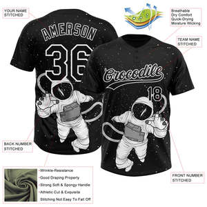 Camiseta de Béisbol Personalizada con Estampado de Astronauta, Impresión por Transferencia de Calor, Unisex, Absorbe la Humedad, 140g, Poliéster, Ropa Deportiva - Product Image 2