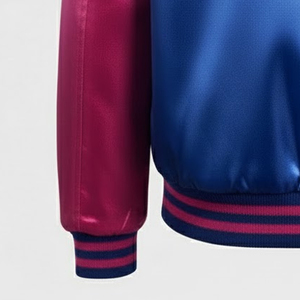 Blouson Bomber Varsity en Satin Rouge Personnalisé avec Logo, pour Homme, Décontracté, avec Impression Frontale, Vêtement d'Hiver Respirant et Écologique 100% Polyester - Product Image 6
