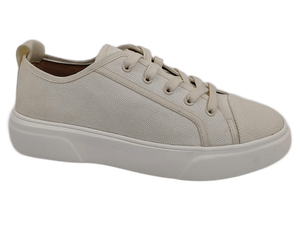 Chaussures de tennis en toile blanche Oxford à bout rond, lacées, respirantes, semelle extérieure en caoutchouc, toutes saisons, semelle intermédiaire en EVA - Product Image 1