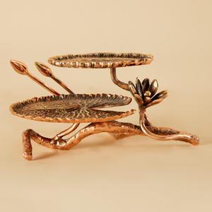 Élégant plateau à chocolat double en métal argenté avec motif de branche, support de service de luxe décoratif - Product Image 6