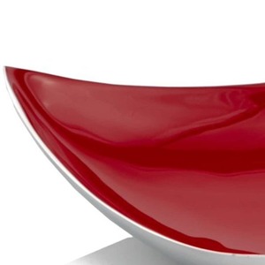Plateau décoratif abstrait moderne, forme irrégulière, finition rouge brillante, design minimaliste - Product Image 3