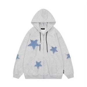 Sudadera tipo cárdigan para hombre, 100% algodón, transpirable, cuello en V, corte holgado, con estampado de estrellas bordadas, para otoño, con bolsillo. - Product Image 5