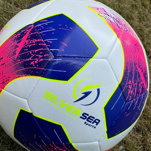 Silver Sea Football Size 5 Durable Screen Printing White Blue Pink Pattern Sports Ball - Product Image 4