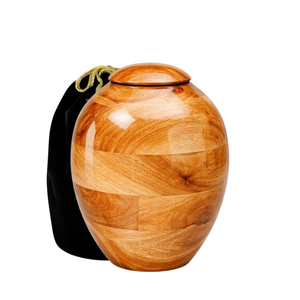 Handcrafted Mango Wood Cremation <b>Urn</b> For Human Ashes <b>Large</b> Adult Size Decorative Funeral <b>Urn</b> With Polish Natural Grain Finish - Product Image 1