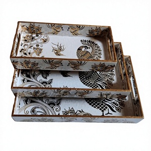 ถาดเสิร์ฟไม้ MDF พรีเมียมแบบดั้งเดิม ผลิตด้วยมือ สำหรับใช้ในบ้าน โรงแรม ร้านอาหาร - ของตกแต่งโต๊ะอาหาร - Product Image 1