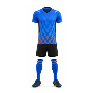Ekin Impex Soccer Jersey Set Men's Short Sleeve Blue Black Sublimated Moisture Wicking Uniform Custom team soccer uniforms - Product Image 3