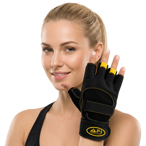 Guantes Deportivos Negros Unisex de Medio Dedo, de Cuero PU, con Cierre de Tirón, Transpirables, para Levantamiento de Pesas, Gimnasio, Entrenamiento, Protección de Manos - Product Image 5