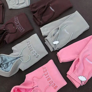 Ensembles de survêtements personnalisés pour hommes, ensembles de sweats à capuche brodés unisexes, ensembles de sweats à capuche doublés de satin, ensembles de pantalons de survêtement - Product Image 3