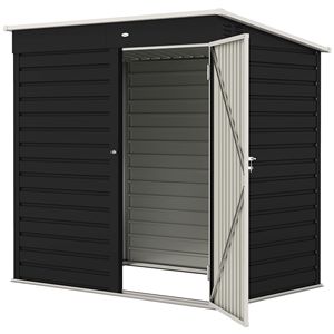 Casetta da Giardino 6FT X 4FT in Metallo Grigio Scuro con Porta Lucchettabile e Guanti per Riporre Attrezzi da Giardino in Cortile e Patio - Product Image 1