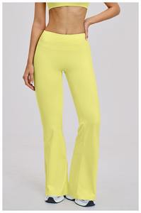 Leggings de yoga sur mesure pour femmes, taille élastique très extensible, coupe ample à jambe large, style pantalon sur bottes, vente en gros - Product Image 4