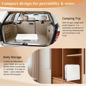 Tavolo Pieghevole in Lega di Alluminio 90 X 60 X 70cm per Uso Domestico, Tavolo Quadrato Bianco per Esterni, Camera da Letto, Campeggio, Picnic, Cucina - Product Image 6