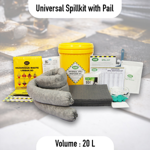 20L Universal Spill Kit with Pail | Industrial Spill Control Kit for Oil, Water & Chemical Absorbent - Product Image 3