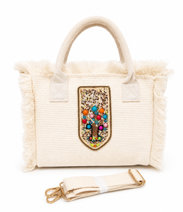 Custom Luxury Handwoven <b>Straw</b> Tote <b>Bag</b> Cowrie Shell Beaded Patch Raffia Beach <b>Bag</b> with Fringe Crossbody Strap Women Handbag - Product Image 1