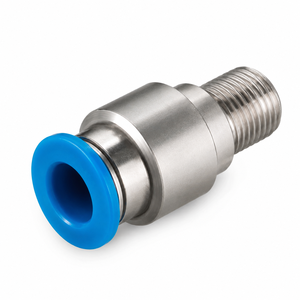 Raccord pneumatique 4 voies noir et bleu, connecteur fileté mâle vers femelle droite pour tuyau d'air, idéal pour l'automatisation - Product Image 3