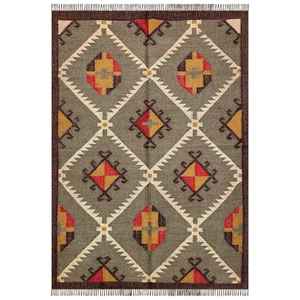 Soft and Organic Hand Woven Jute-Woolen Kilim Rugs for Living Room Bedroom & Study - Product Image 2