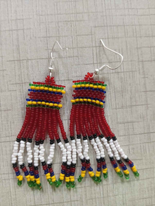 ต่างหูห้อยประดับลูกปัดโลหะผสมทำมือ งานแฮนด์เมด น้ำหนักเบา สีสันสดใส เพิ่มความมีสไตล์และขี้เล่น โดย MD HANDICRAFTS - Product Image 4